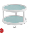 Non-Skid 2-Tier Turntable 12-Inch Lazy Susan Organizer with nonskid liner and raised rim, ideal for kitchens and pantries