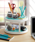 Non-Skid 2-Tier Turntable 12-Inch Lazy Susan Organizer For Kitchen Pantry Bathroom Office Laundry Room Craft Room And Garage