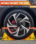 Car tire with 4 Pack Non Slip Wheel Chocks For RVs And Travel Trailers With Rope For Easy Removal Lightweight Plastic