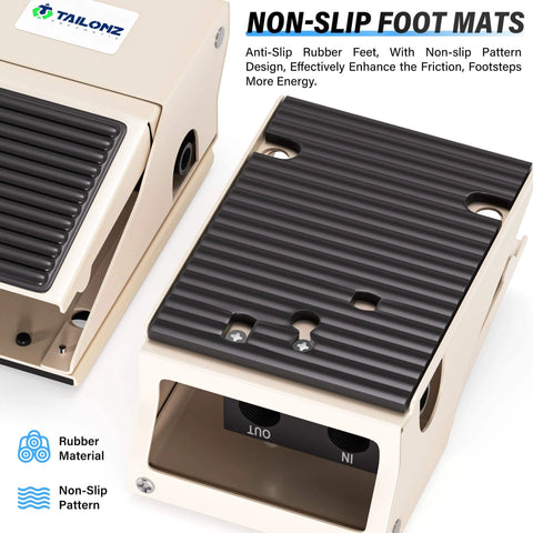 PNEUMATIC 1/4"NPT Pneumatic Foot Pedal Valve Kit 3 Way 2 Position Threaded Rubber Nonslip Pressure Control FV320 with 6mm Pneumatic Fittings