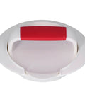 Top view of a Burger Press Patty Maker Nonstick Mold for Sliders and Stuffed Burgers with a red handle