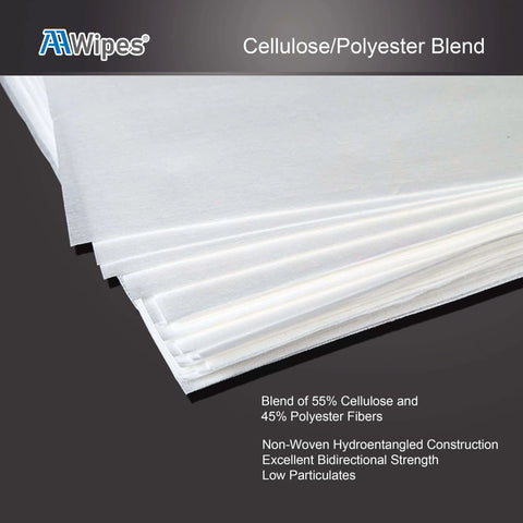 Cleanroom Grade Nonwoven Wipes Made From Cellulose And Polyester Blend 68 Gram 9 By 9 Inches Pack Of 300 Wipes for lab electronics.