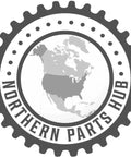Northern Parts Hub logo featuring a gear and map design in grayscale.