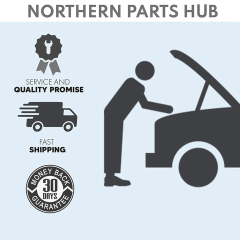 Illustration of a person inspecting a vehicle with icons for quality promise, fast shipping, and 30-day money-back guarantee
