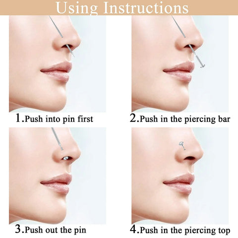 Threadless Piercing Taper Kit Dope Gear 20G 0.8mm 18G 16G Stainless Steel Insertion Pins usage instructions for nose piercing