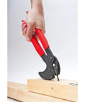 Effortlessly remove nails with an 11 inch nail puller featuring a forged steel head and dual handles for maximum leverage, in use on wood.