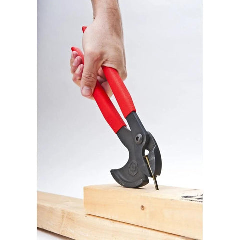 Effortlessly remove nails with an 11 inch nail puller featuring a forged steel head and dual handles for maximum leverage, in use on wood.