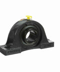 Front view of NP 208 Mounted Cast Iron Two Bolt Pillow Block Ball Bearing Sealmaster Setscrew Lock Black Oxided Steel Housing