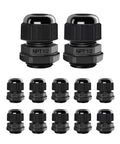 12 Pack Half Inch NPT Cable Glands Nylon PA66 IP68 Waterproof Adjustable Strain Relief Cord Grips Junction Box Wire Gland Connectors With Gaskets And Locknuts Black