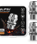 Two Pack One Half Inch NPT 304 Stainless Steel Cable Gland Waterproof IP68 Metal Strain Relief Cord Grip shown with packaging