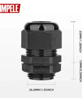 20 Pack Three Quarter Inch NPT Cable Glands Waterproof Adjustable Nylon Glands With Gaskets 13-18mm 0.51-0.71 Inches