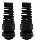 Two Pack NPT One Half Inch IP68 Waterproof Cable Gland With Spiral Strain Relief For 6-12mm Wires, Nylon Joint With Gaskets