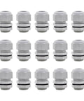 Waterproof NPT Cable Glands Three Quarter Inch Gray Nylon Adjustable Cable Gland With Strain Relief Cord Grips 15 Pack