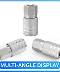 1/4-Inch NPT Female Quick Connect Air Coupler for Industrial Use, 4-Ball Design, Hardened Steel With Nickel Plating, M/D Type