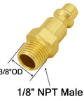 Four Pack 1/8 Inch NPT Male Air Hose Quick Connect Fittings No Fuss Industrial Metal Plugs Corrosion Resistant 300 PSI Max