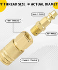 55 Piece Pro Grade Air Tool Fittings Set With Quick Connect Couplers And Nipples One Quarter Inch NPT, male plug, female coupler