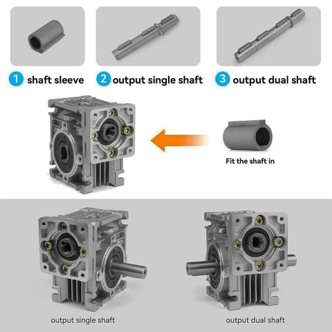 Worm Gear Gearbox NMRV030 Worm Gear Speed Reducer Square Type with single and dual output shafts for Nema23 Stepper Motor