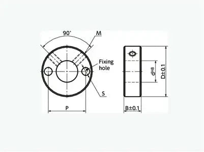 NSC-3-6-SP2 NBK Steel Set Collar - Installation Hole - Set Screw Type - NBK - One Collar Japan Made technical drawing with dimensions.