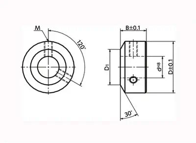 NSC-8-6-C NBK Set Collar - Set Screw Type - Steel NBK Ferrosoferric Oxide Film dimensions diagram for precise installation.