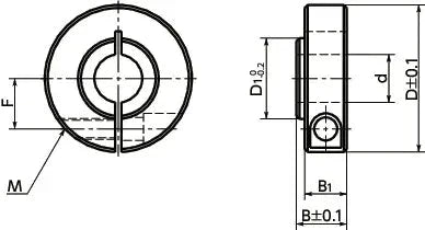 NSCS-25-15-MB1 NBK Set Collar - For Securing Bearing - Clamping Type, technical drawing side and top view, dimensions included.