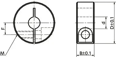 NSCS-6-8-M NBK Set Collar - Set Screw Type. Japan Made, technical drawing showing dimensions and design features.