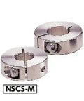 NSCS-13-10-M NBK Set Collar - Set Screw Type. Japan Made. Close-up view of nickel-plated set collar with set screws.
