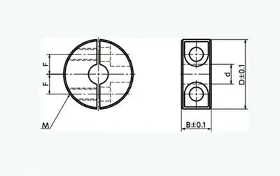 NSCSS-20-15-M NBK Set Collar Split type - Steel Electroless Nickel Plating One Collar diagram with dimensions