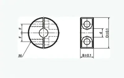 NSCSS-45-18-C NBK Set Collar Split type - Steel Ferrosoferric Oxide Film One Collar Made in Japan technical drawing.