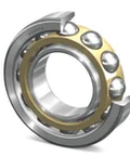 NSK 7207BYG Angular Contact Ball Bearing Single Row Beefed Up Pro Grade Heavy Duty Performance For Automotive And Industrial Equipment With Smooth Rotation And Lasting Reliability, showing a metal and brass bearing with visible balls.