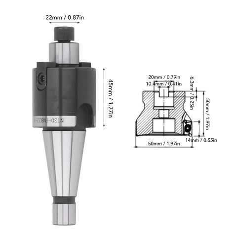 Indexable End Mill Holder NT30 FMB22 45 Milling Cutter Holder With 400R 50 22 4T 10pcs APMT1604 Inserts product dimensions