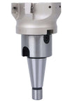 Pro Grade NT30 FMB27 Collet Chuck Holder with 6 Flute Milling Cutter for CNC Machining Tools, shown from a side angle.
