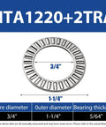 4 Sets Of NTA1220 Plus 2TRA Thrust Needle Roller Bearings With Two Hardened Washers For Automotive Transmissions And Industrial Machinery