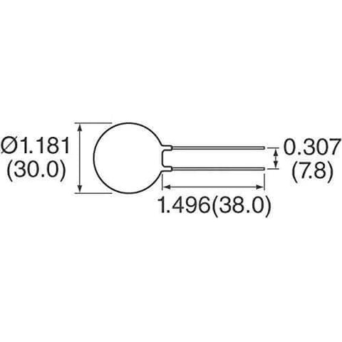 Diagram showing dimensions of NTC Thermistor Inrush Current Limiter 1 Ohm 20 Percent Tolerance Pack Of 2 For HVAC SG379 Applications Low Resistance Startup Aid.