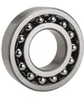 NTN 1209 Self-Aligning Ball Bearing, showing front view with spherical outer race, for rotating shafts in conveyors and gearboxes.