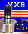 NUKR52 Track Roller Cam Follower Needle Roller Bearing 20x52x66mm next to a nut, displayed with VXB packaging