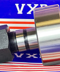 Side view of NUKR80 Track Roller Cam Follower Needle Roller Bearing 30x80x100mm with VXB logo in the background.