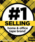 Graphic showing Scotch brand as #1 selling home and office tape brand with yellow and black checkered background.
