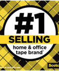 Number 1 selling home and office tape brand badge with black and yellow checkered design, Scotch brand logo displayed.