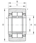 Technical drawing of NURT25UU Track Cylindrical 2-Row Roller Bearing 25x52x24mm with dimensions labeled.