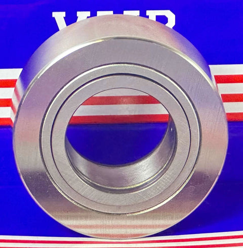 Front view of NURT40 Flat Yoke Roller Bearing 40x80x30mm placed on a striped background.