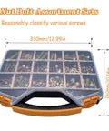 820 Piece Metric Flange Bolt And Nut Kit With Washers Yellow Zinc M6x1.0 M8x1.25 M10x1.5 M12x1.75 16 Sizes in case