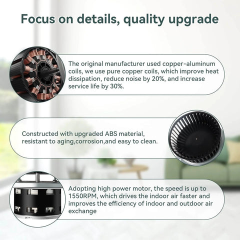 Upgrade QT-110N-B QT-80N-B QT-90N-B QT-9093 QT-100L Bathroom Fan Motor & Blower Wheel Replacement features and materials