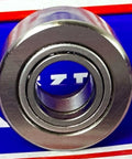 Close-up of NUTR17 Flat Yoke Roller Bearing 17x40x20mm with sealed design, showing metallic finish and circular shape