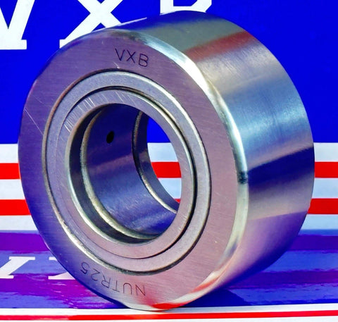 NUTR25 Flat Yoke Roller Bearing 25x52x24mm front view, VXB brand, metal, sealed on both sides, inner diameter 25mm, outer 52mm