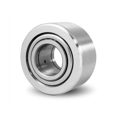 NUTR2562 Flat Yoke Roller Bearing 25x62x24mm, side view of metal bearing, sealed edges