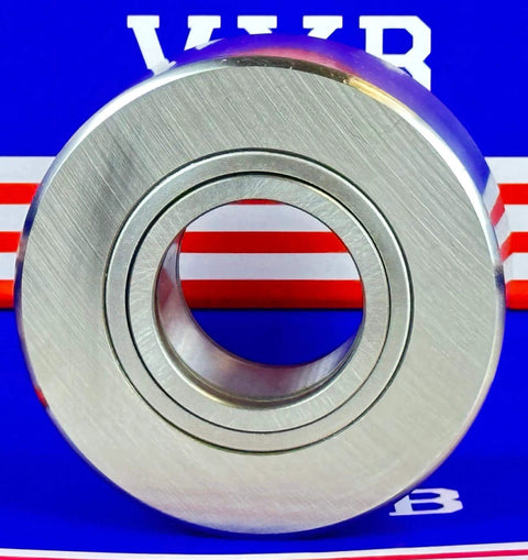 Close-up of NUTR3072 Flat Yoke Roller Bearing 30x72x28mm, sealed both sides, against a colorful background.