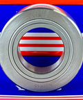 NUTR45 Flat Yoke Roller Bearing 45x85x30mm front view on colorful background, VXB brand markings visible