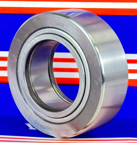 NUTR50 Flat Yoke Roller Bearing 50x90x30mm front view, VXB brand, sealed, highlighting steel body and dimensions.