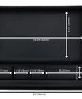 Top view of Pencil Drawer by NYCCO Underdesk Drawer 23 Inch Wide - Ball-Bearing Slides - Black, showing dimensions and compartments.