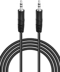 Sollrty AUX-in audio cable, 3.5mm stereo, black, front view with two male connectors